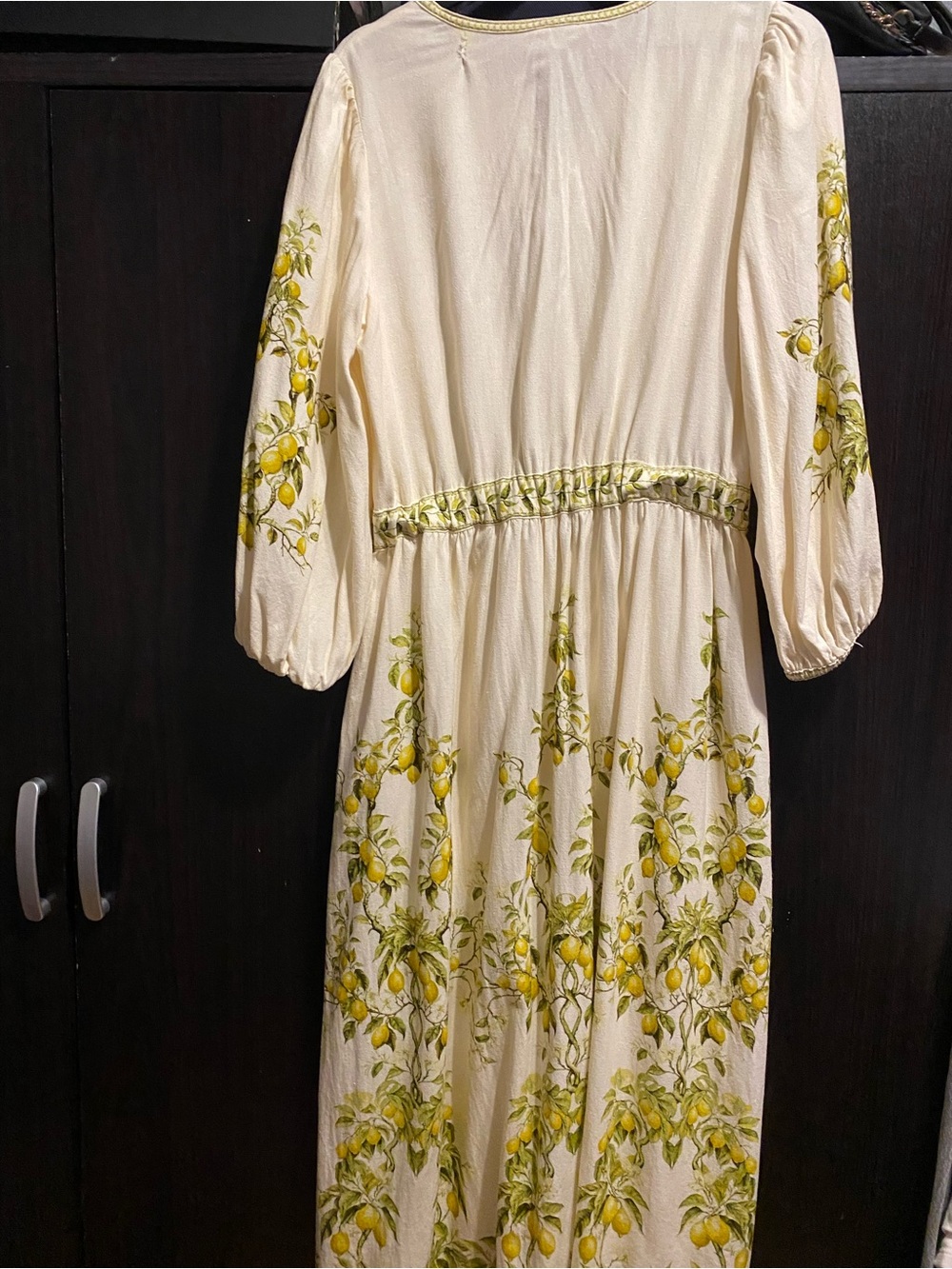 Max Studio Cream Dress with Yellow Lemon Print - Picture 4 of 5